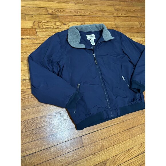LL Bean Mens Warm Up Jacket Sz XL Fleece Lined Zip Up Nylon Outdoors Windbreaker - Picture 5 of 10